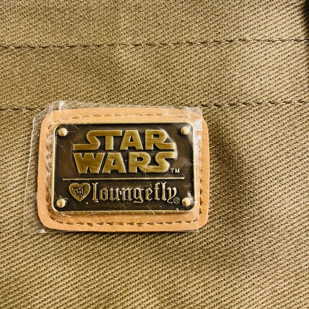 Loungefly Star Wars Rebel Olive Green Canvas Backpack with Brown Accents - Picture 6 of 13
